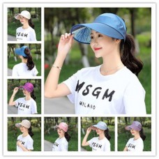Mujer Visor Sun Hats Wide Brim Crip Caps Cotton Outdoor Travel Supply Summer  eb-78917277